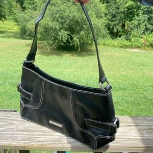 Nine West black PVC faux leather shoulder bag purse